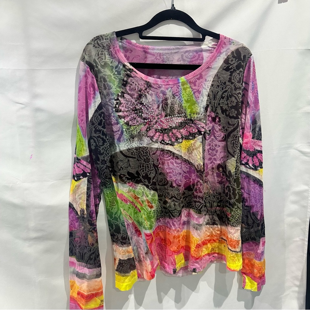 Abstract Mesh Long Sleeve Top - Picture 3 of 12